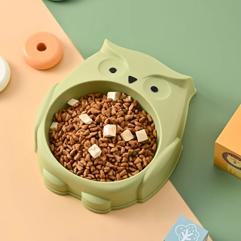 Cuencos alimentadores para mascotas para gatos, platos antigolpes de plástico, contenedor de agua para perros, suministros para beber para gatitos, vajilla con forma de búho para cachorros - imagen 5