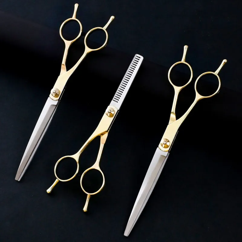 Tijeras para pelo de perro, recortador de perros de acero inoxidable, tijeras curvas ajustables para Limpieza del cabello de perros, suministros para el cuidado de perros y mascotas - imagen 2