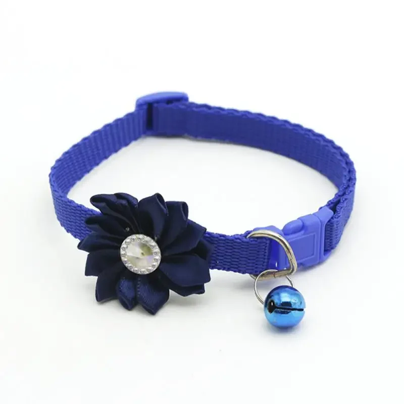 Small Cat Dog Collar Flower Bell Pet Neck Strap Adjustable Easy Wear Buckle Lovely Cat Necklace Cat Accessories Wholesale - imagen 4