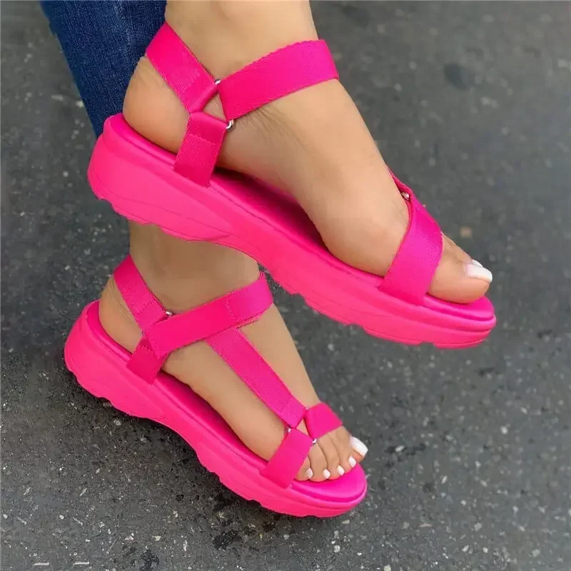 Zapatos de playa para mujer, sandalias de verano 2025, zapatos informales antideslizantes de varios colores, sandalias de punta abierta sólidas a la moda, cómodas para uso diario - imagen 3