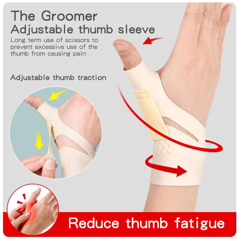 La esteticista para mascotas puede ajustar la funda del pulgar para evitar la fatiga en la articulación de la muñeca y fijar el cinturón con el Protector de muñeca - imagen 5