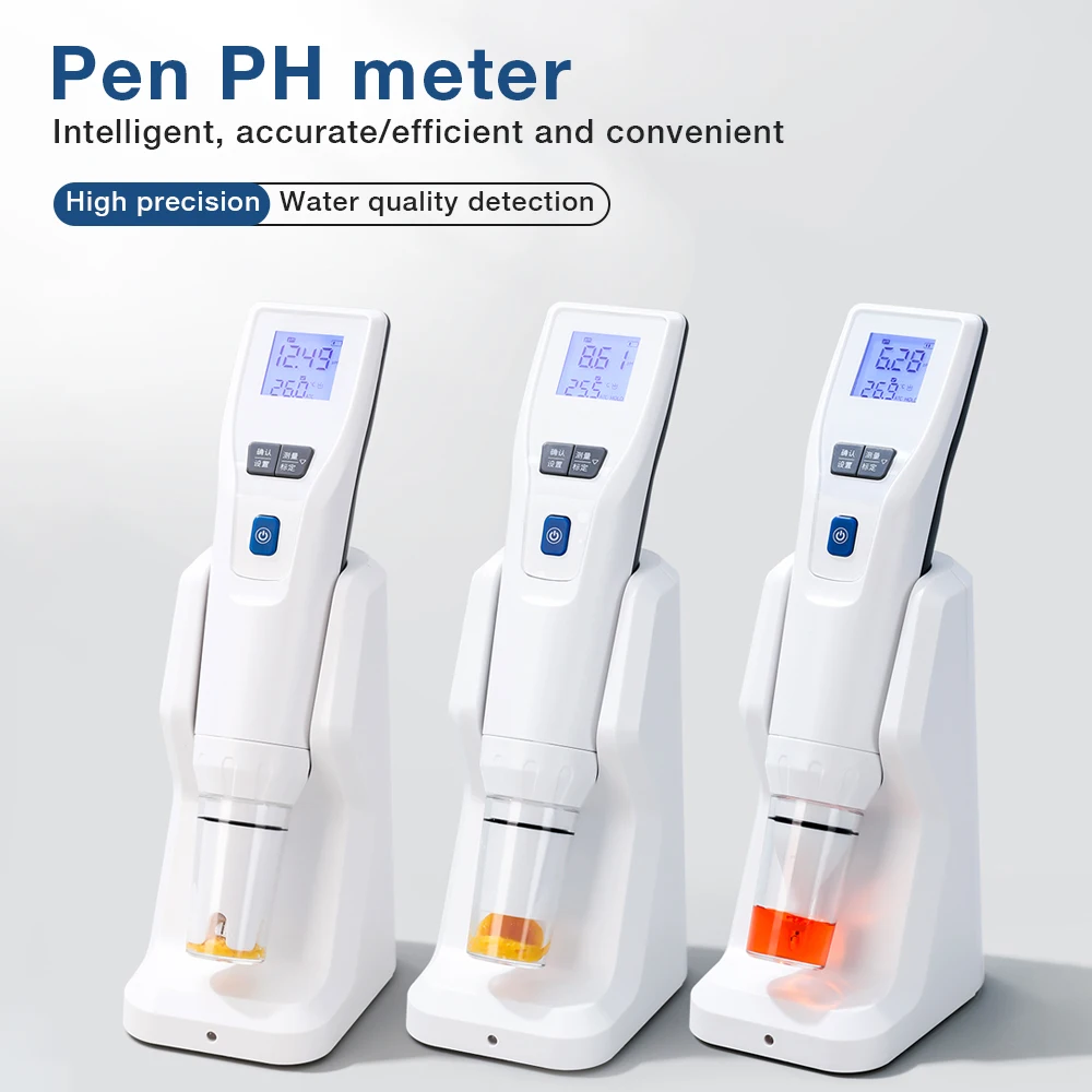 Medidor de PH Digital tipo rotulador probador de acidez precisión de 0,01 pH 3 en 1 Probador de Calidad del Agua Detector de PH de laboratorio con Base de carga