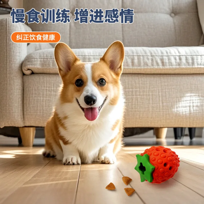 Juguete dispensador de comida dental para perros – Goma fresa - imagen 4
