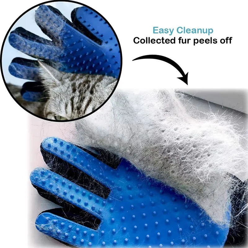 Guantes de ducha para quitar el pelo de mascotas, cepillo de baño para cachorros y gatos, guante de limpieza con peine de silicona, suministros de masaje para el cuidado de perros - imagen 4