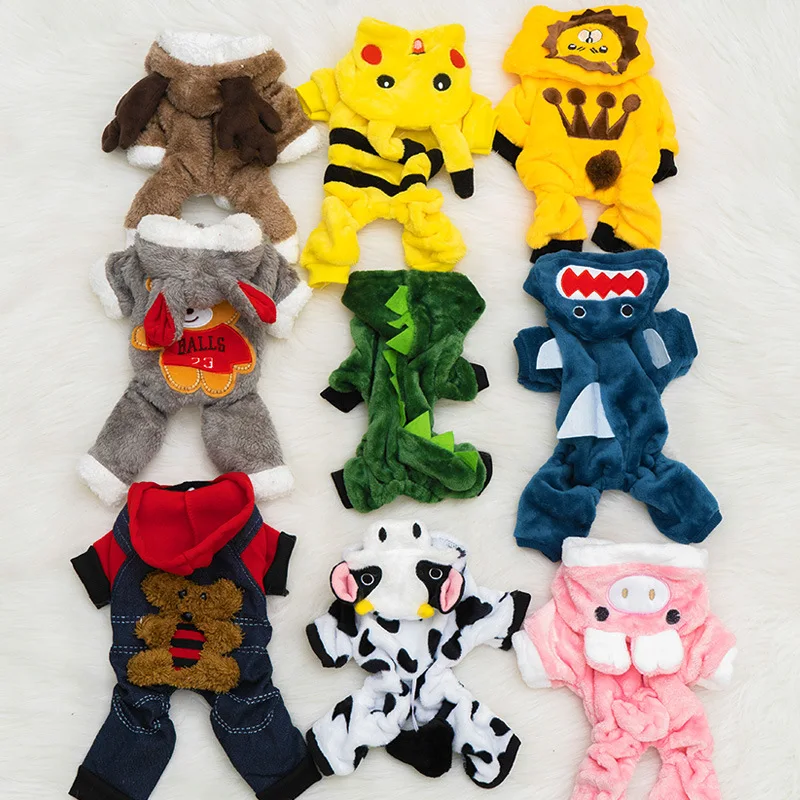Sudaderas con capucha para mascotas de dibujos animados, disfraz de tigre, pijamas cálidos de lana para perros y gatos para otoño e invierno, lindo abrigo para el hogar para cachorros y trajes de juego de rol - imagen 2