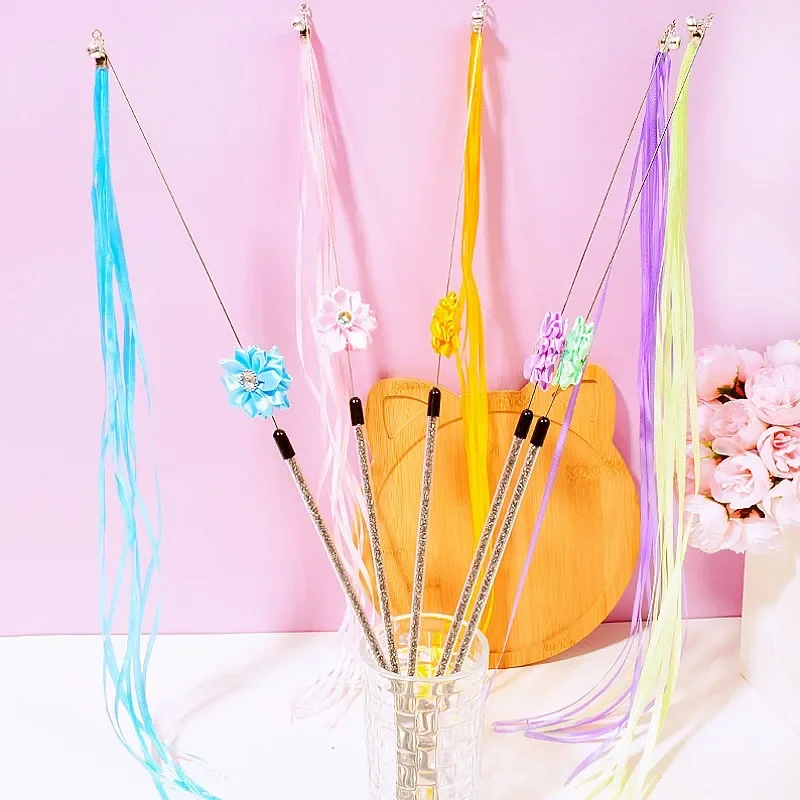 Juguetes para gatos, palo con borla, juguetes para gatos, alambre de acero interactivo, mango largo, rompecabezas para gatos, borla para rascar, juguete para gatos con campana, productos para mascotas - imagen 3