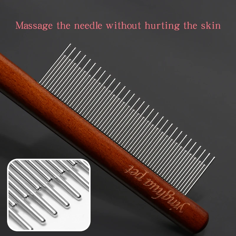 Cepillo de peine para gatos para el hogar, pelo largo, nudo abierto para eliminar el pelo flotante, peine de aguja, peine de fila de madera - imagen 5