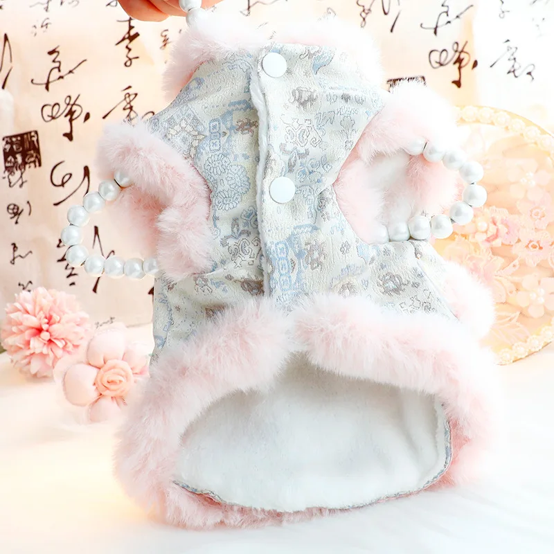Abrigo de invierno para perros de estilo chino, nuevo vestido de princesa suave y grueso para perros pequeños, ropa Schnauzer Bichon, otoño e invierno - imagen 4