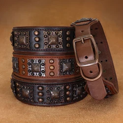 Collar de cuero con remaches para perros medianos y grandes – Pitbull