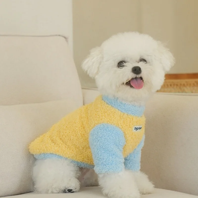 Suéter de lana con capa base de dos patas para mascotas, jersey para mascotas, abrigo cálido para otoño e invierno, ropa suave para perros para clima frío