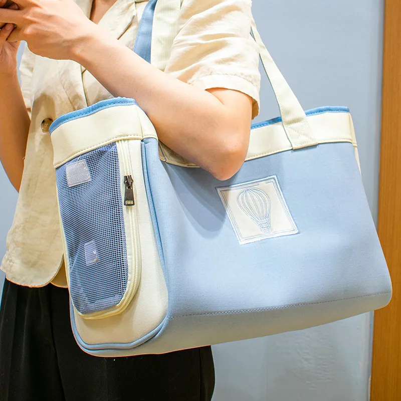 Bolso de hombro de diseñador para gato, bolsa de lona de malla para perros y gatos pequeños, bolsas de viaje para exteriores, bolso de mano con cremallera transpirable, accesorios de transporte para gatos - imagen 3