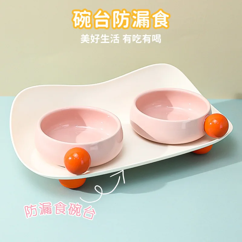 Cuenco de cerámica para gatos, cuencos para mascotas, bonito cuenco de comida, plato enlatado, juego combinado de cuencos de agua, cuenco de comida antivuelco para gatos y perros - imagen 4