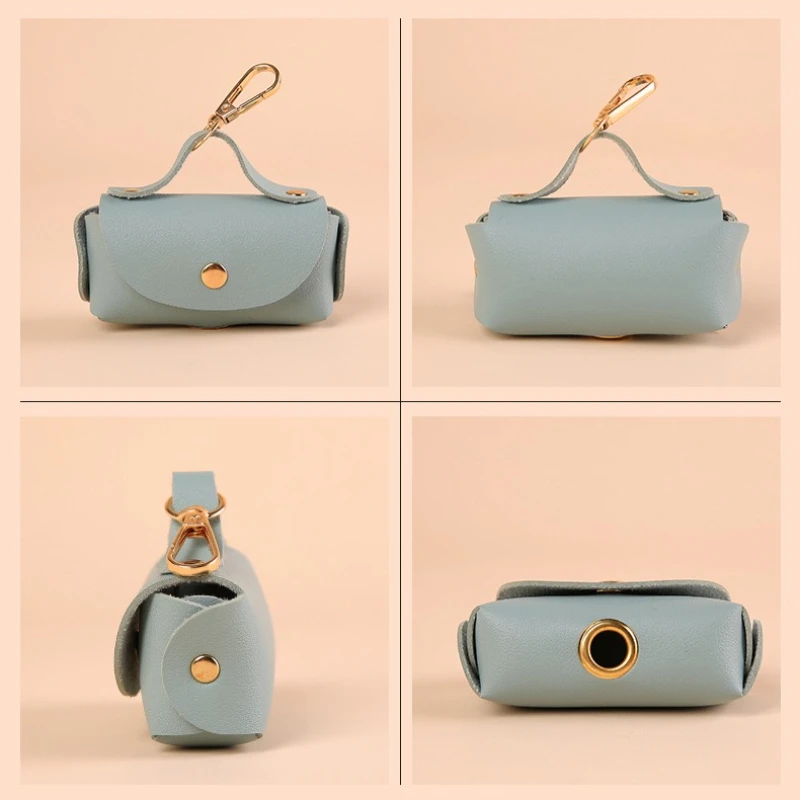 Elegante dispensador de bolsas de caca para perros, soporte portátil para bolsas de basura de viaje al aire libre con clip, organizador de poliéster duradero - imagen 3