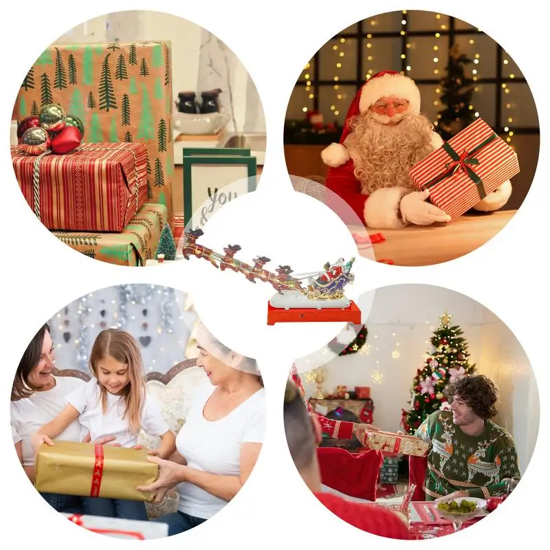 Adornos musicales para Navidad, caja de música de Metal con Reno de Papá Noel para Navidad, juguetes musicales decorativos multifuncionales - imagen 5