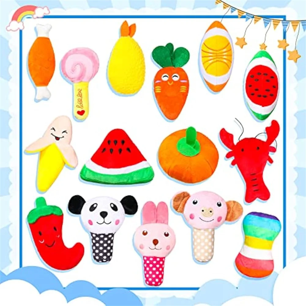 50 unids/pack juguetes chirriantes para perros a granel, juguetes para perros de peluche para perros pequeños y medianos, lindos juguetes chirriantes para perros y cachorros, cumpleaños - imagen 2