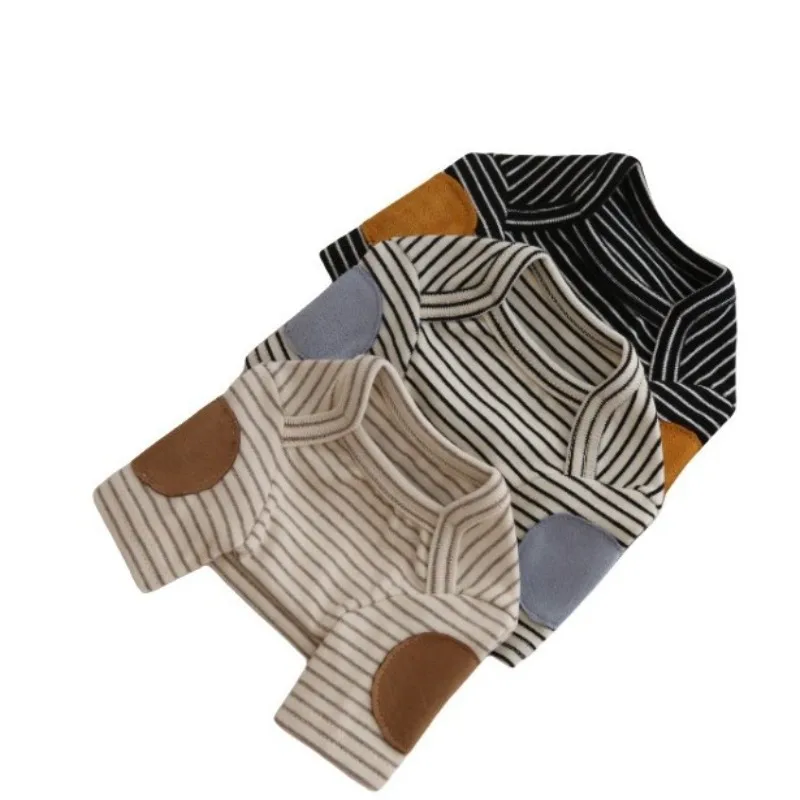 Sudadera con capucha a rayas para cachorros de invierno, sudadera bordada para perros, ropa cálida para mascotas, camisa inferior de Color sólido, jersey suave, ropa para perros - imagen 5