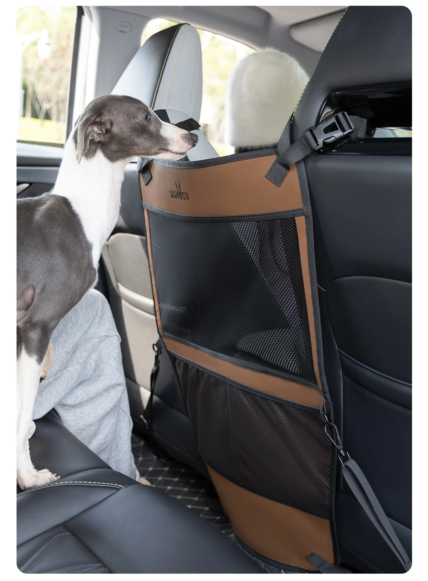 Barrera para coche para mascotas, divisor de malla, ajuste Universal ajustable, malla resistente, barrera de red transpirable para perros/gatos, fácil de limpiar - imagen 2