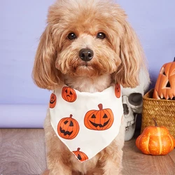 Bandana Halloween ajustable para perro – Calabaza y telaraña