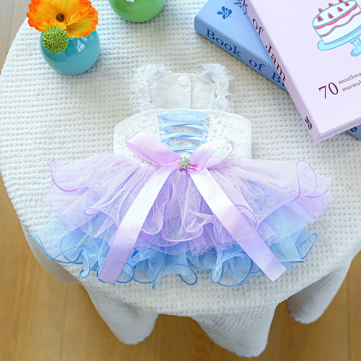 Vestido de tirantes de primavera para mascotas, falda abombada de malla con tirantes bonitos, ropa para perros, falda de hilo de ensueño, ropa para cachorros, ropa para perros pequeños - imagen 4