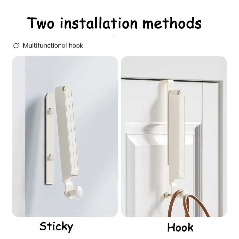 Gancho de pared plegable, tendedero portátil, bata oculta, toalla, abrigo, ganchos traseros para puerta, colgador de toalla pegajoso expandible, 1/2 Uds. - imagen 3