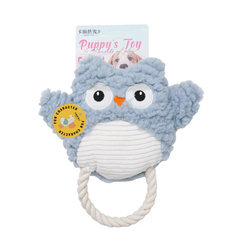 Juguetes para masticar para perros con temática del océano, tiburón de peluche chirriante, cocodrilo, búho, León marino, cuerda de algodón duradera, juguete interactivo de remolque suave y seguro