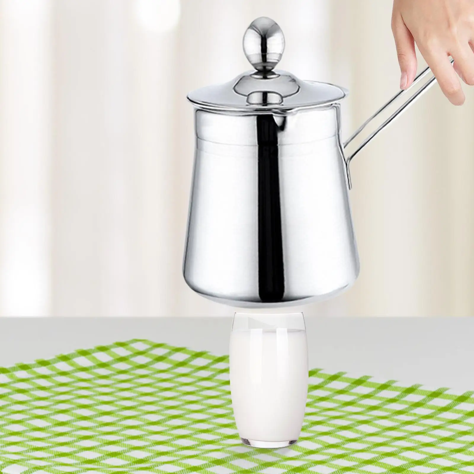 Turkish Coffee Pot with Lid and Handle Coffee Maker Milk Warmer Butter Warming Pan for Cafe Home Bar Kitchen Coffee Lovers Gift