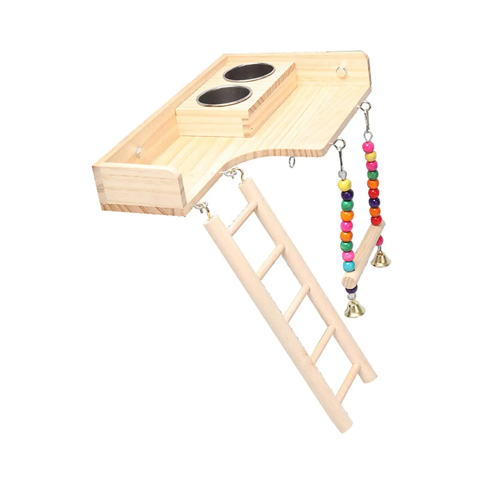 Pet Bird Parrot Playground Wooden Ladder Toy Bird Feeder Pet Parrots Climbing Bridge Accessories Simple Installation Durable
