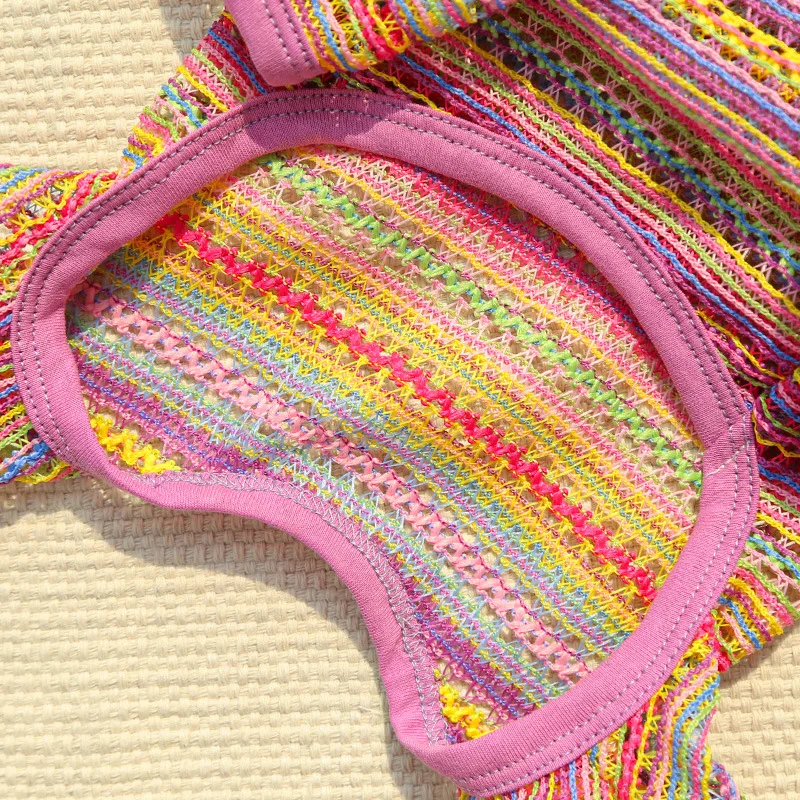 Ropa de tiras para perros, disfraz de verano, monos de malla, mono con anillo en D para niños y niñas, pijama de mono para cachorros y perros pequeños Chiwawa - imagen 4