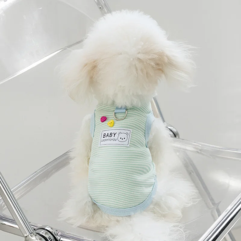 Ropa de dos piernas para perros pequeños, ropa transpirable con corazón trasero a rayas para perros pequeños y gatos, primavera