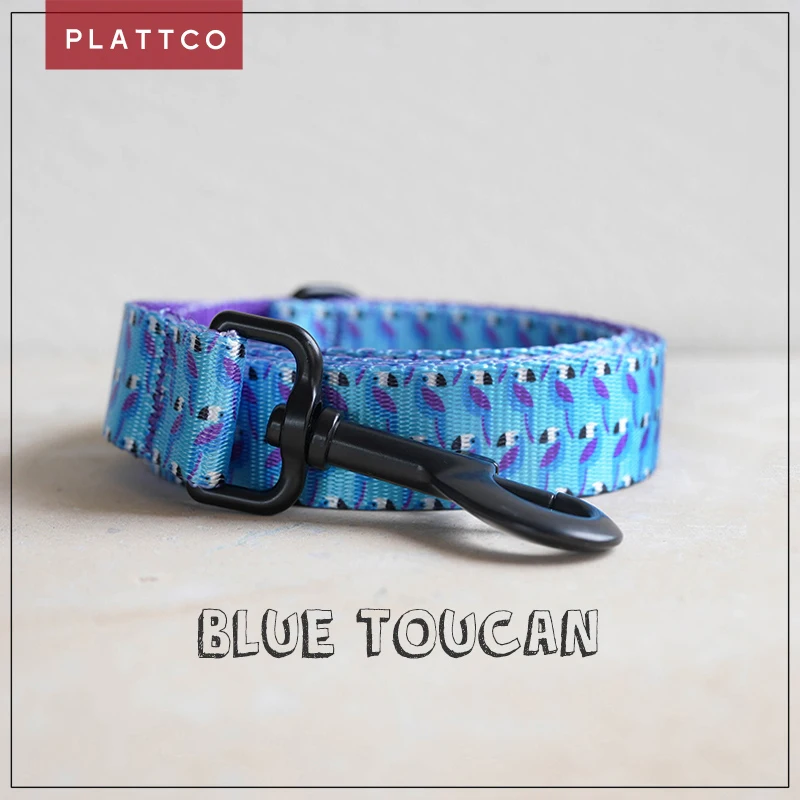 PLATTCO Correa para mascotas personalizada AZUL TOUCAN para perros pequeños, medianos y grandes para caminar todo tipo de perros 5 tamaños PDL315