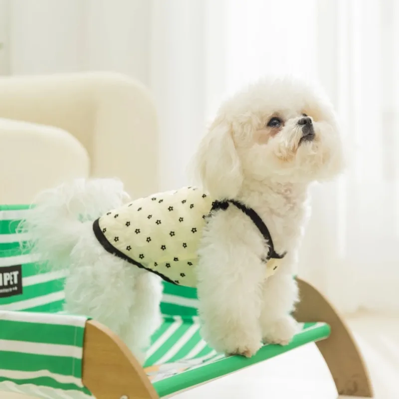 Ropa para perros, chaleco de malla de lunares para cachorros, lazo de verano, eslinga para mascotas, chaleco transpirable para perros pequeños y medianos, ropa hermosa de Bichón - imagen 5