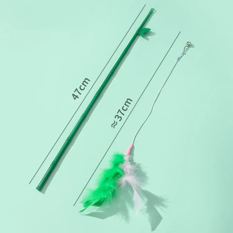 Juguetes interactivos de plumas con mango de bambú para gatos, palos desmontables con campana, juguetes de plumas para gatos, burlas para gatitos - imagen 5