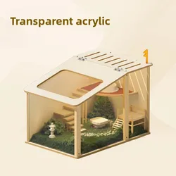 Jaulas acrílicas para hámster, jaula grande transparente para hámster, escondite de madera transpirable para hámster, casa, hábitos, ratas, Villa de animales pequeños