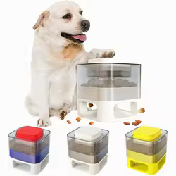 Dispensador Automático de Comida para Mascotas, Comedero Lento para Perros, Antideslizante, Cuadrado, Transparente, Caja de Almacenamiento de Alimentos Visible, Juguetes Interactivos, Suministros para Mascotas
