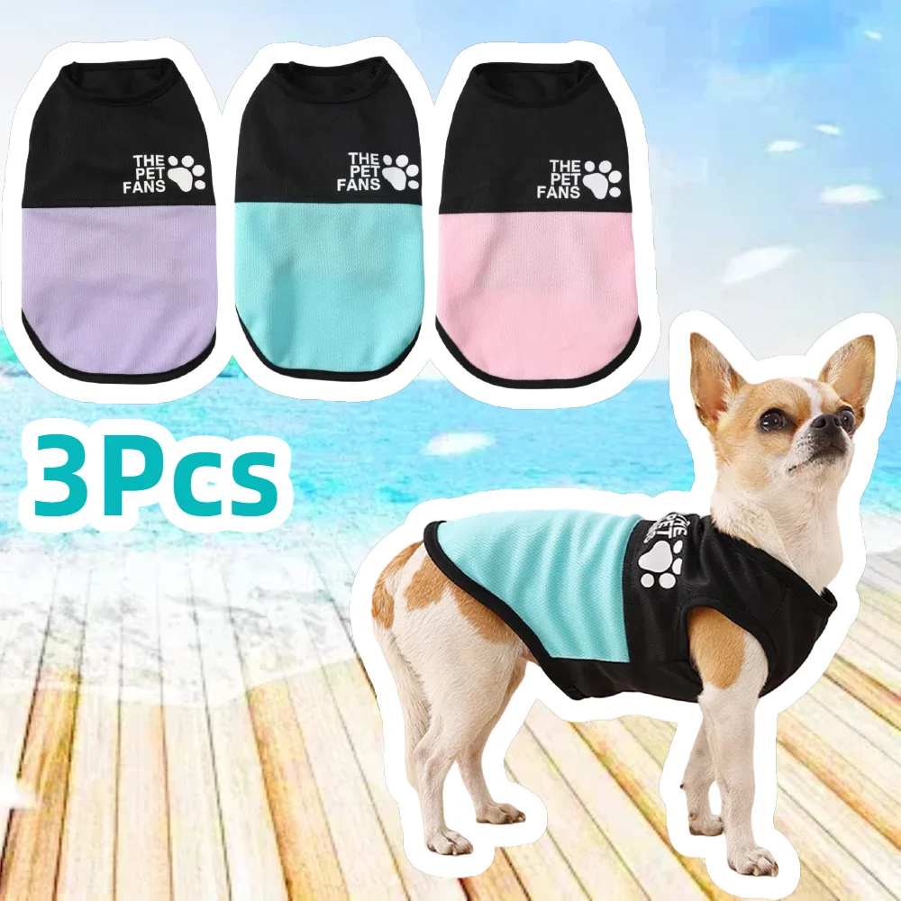 Ropa de verano para perros pequeños, medianos y grandes, chaleco fresco para mascotas, camiseta transpirable para cachorros, trajes bonitos y suaves para Chihuahua y Pug, 3 uds.
