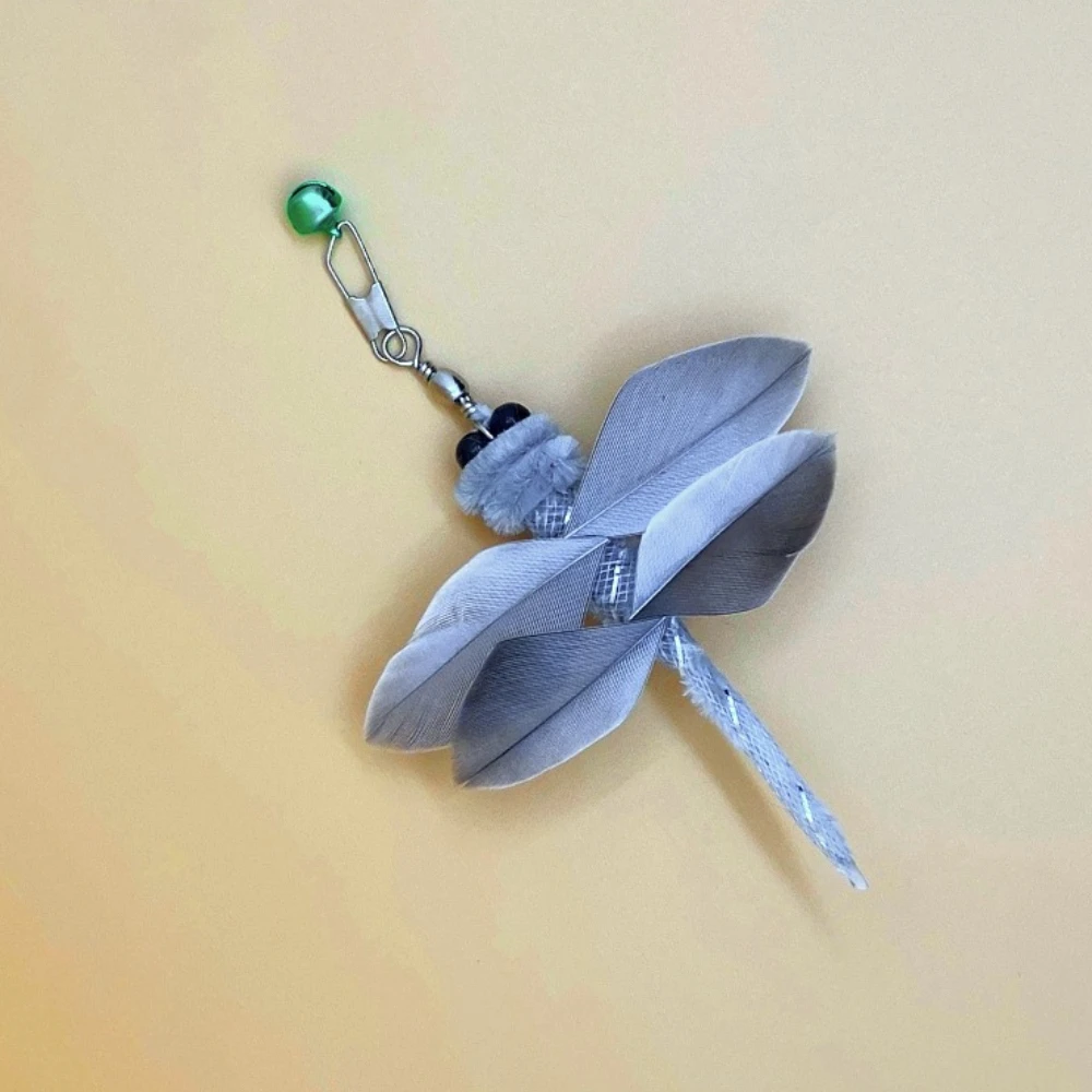 Cabezal de repuesto de campana de plumas grises, palo de Teaser para gatos, cabezales de cambio, juguetes, suministros interactivos para mascotas, 2 uds./3 uds. - imagen 2