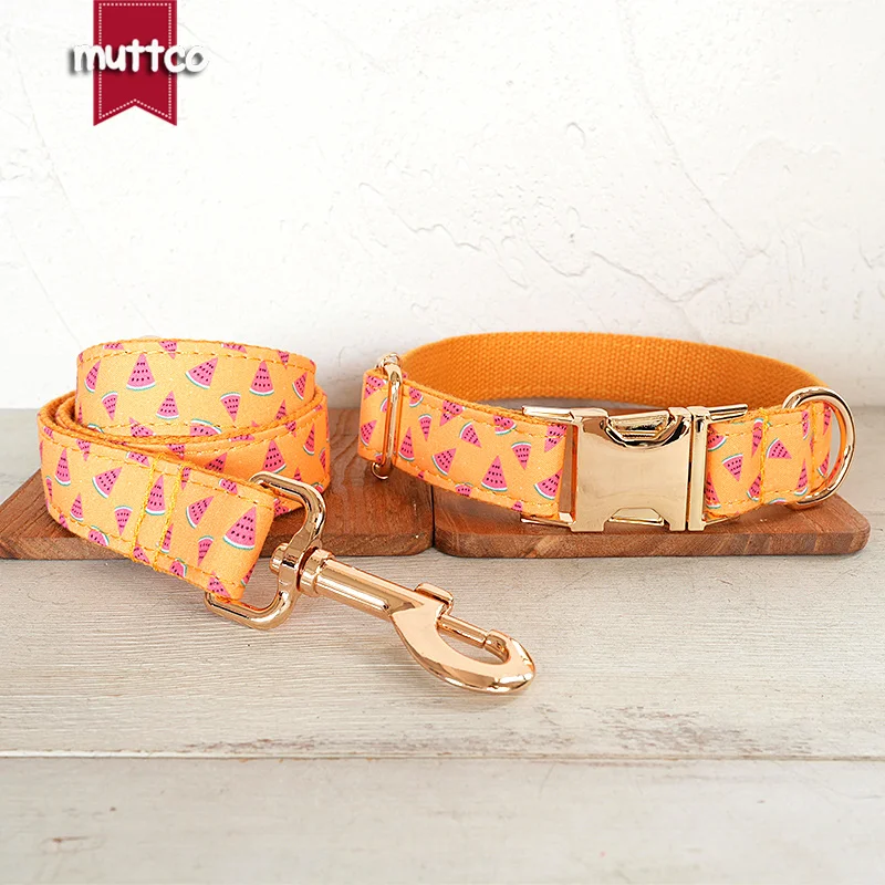MUTTCO collar de perro con hebilla de metal grabado WATERMELON NARANJA collar de etiqueta de identificación de perro personalizado 5 tamaños placa de identificación anti-pérdida mascota UDC171 - imagen 5
