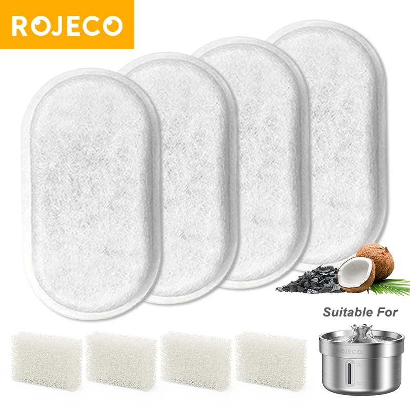 ROJECO filtro de fuente de agua reemplazable para filtros de futura de agua para gatos de acero inoxidable de 2L bebederos para gatos filtro purificador de agua para mascotas