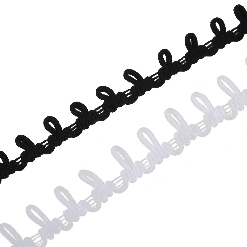 Cinta elástica blanca-negra con botones para collares de perro y gato