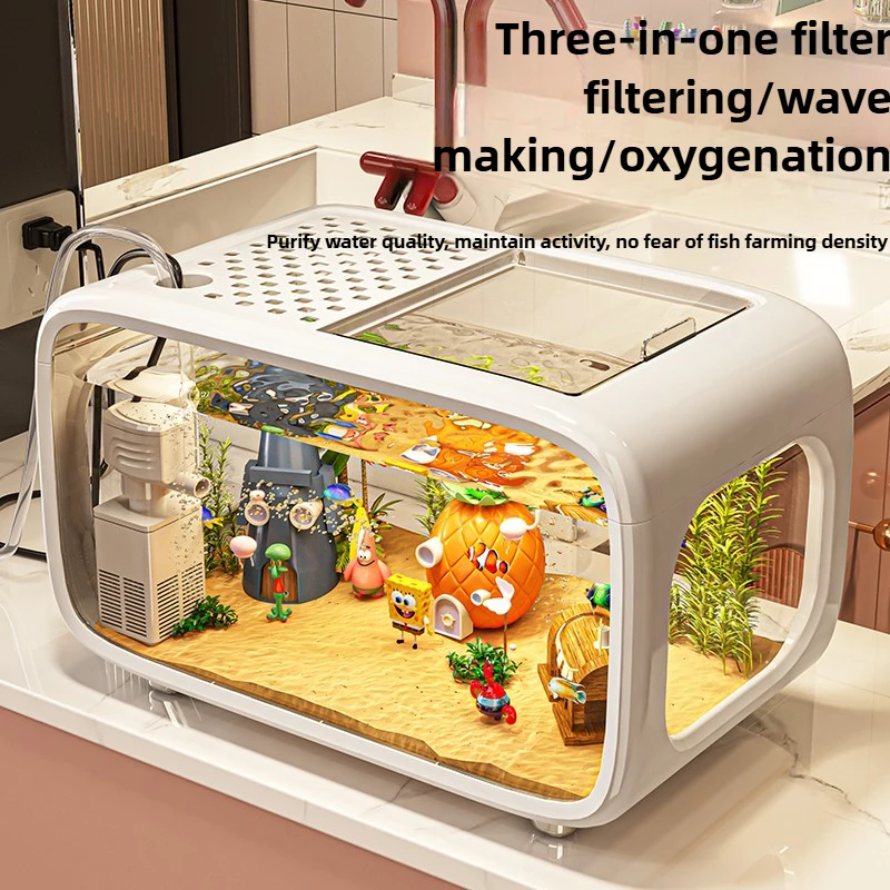 Acuario creativo, pecera, paisaje ecológico, conjunto de filtración integrada, máquina de generación de oxígeno, tanque de tortuga transparente - imagen 3