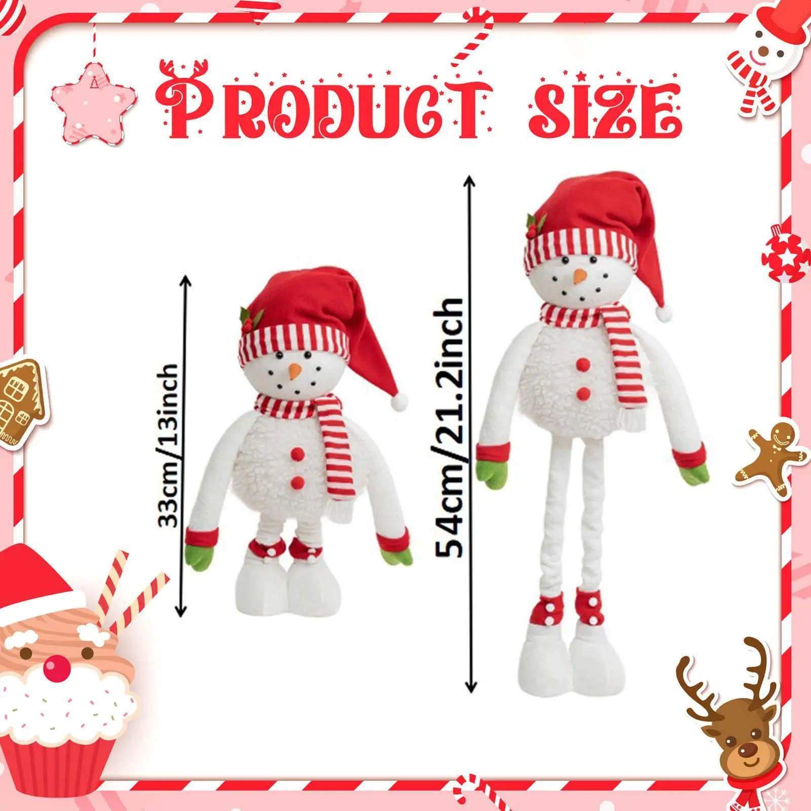 Telescopic Christmas Snowman Figurine Gift Toy Nordic Christmas Figure Decoration for Winter Festival Office Bedroom Living Room