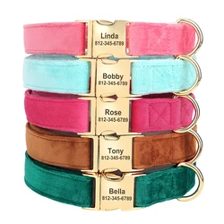 Collar de terciopelo con nombre grabado para perro