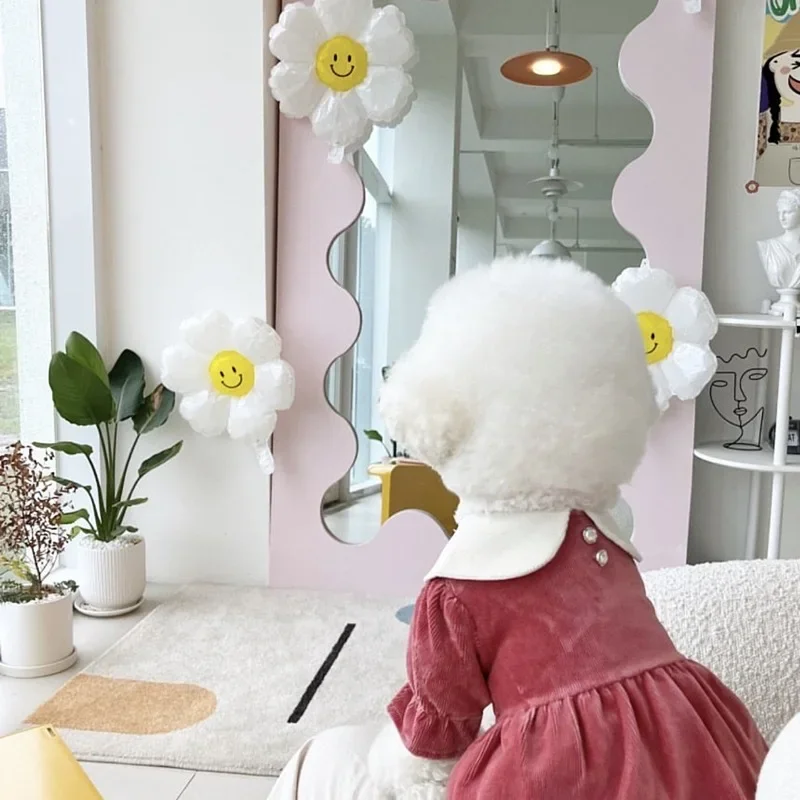 Vestido de terciopelo de otoño para mascotas, cuello de muñeca, vestido de princesa, oso de peluche, Yorkshire, gato, ropa pequeña, ropa de Navidad para perros pequeños - imagen 3