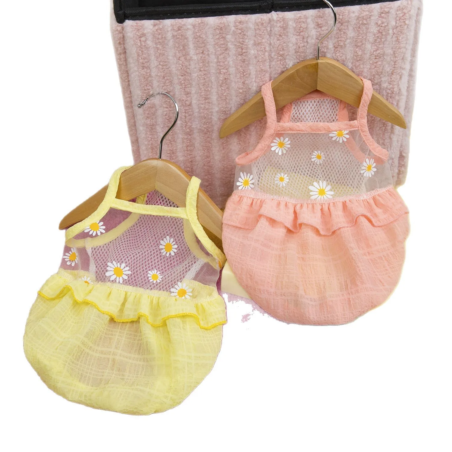 Chaleco de malla con flores bordadas para mascotas, ropa para gatos, falda con farol fresco para perros pequeños, ropa para cachorros, ropa para perros - imagen 5