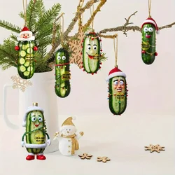 Adorno navideño 3D de pepino acrílico con sombrero para coche