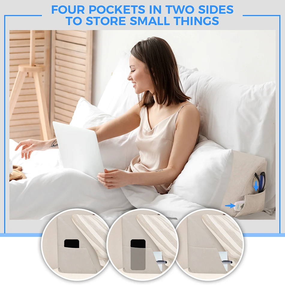 Cojín triangular de cuña – Respaldo lumbar para leer en cama - imagen 4
