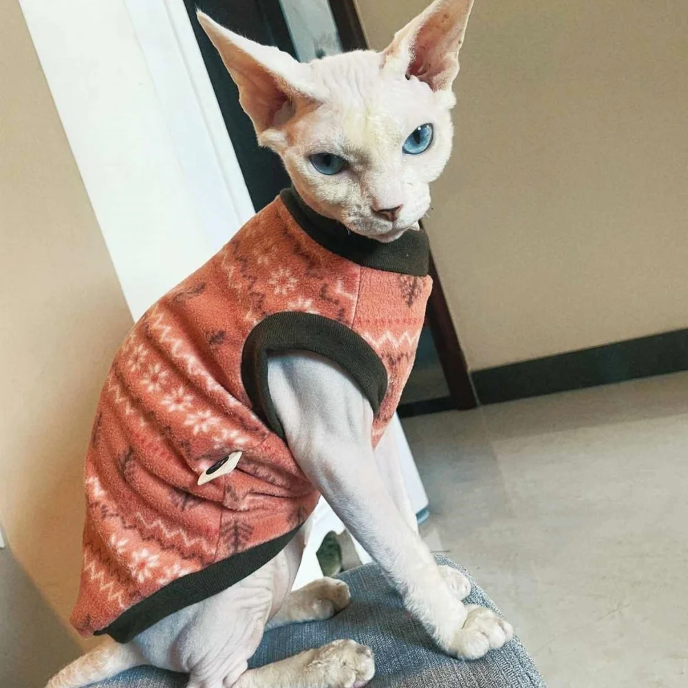 Suéter de invierno para gatos y perros Sphynx y Devon Rex – Naranja - imagen 4