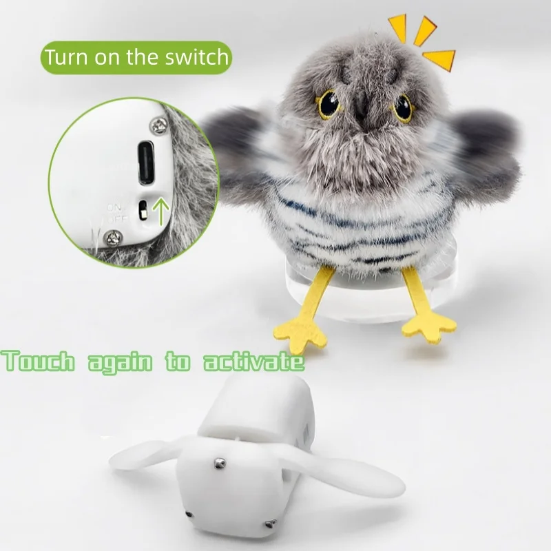 Juguete eléctrico para gatos con movimiento de inducción, pájaro tembloroso por gravedad, juguetes para gatos con aleteo recargable, activado por movimiento para caza en interiores - imagen 5