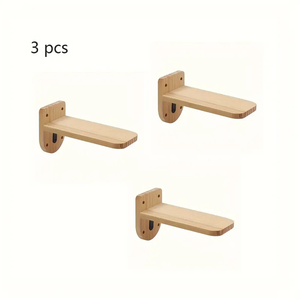 Juego de 3 escalones flotantes de pared para gatos de madera Natural, escaleras, muebles de madera montados en la pared para gatos, estantes y perchas trepadoras - imagen 5