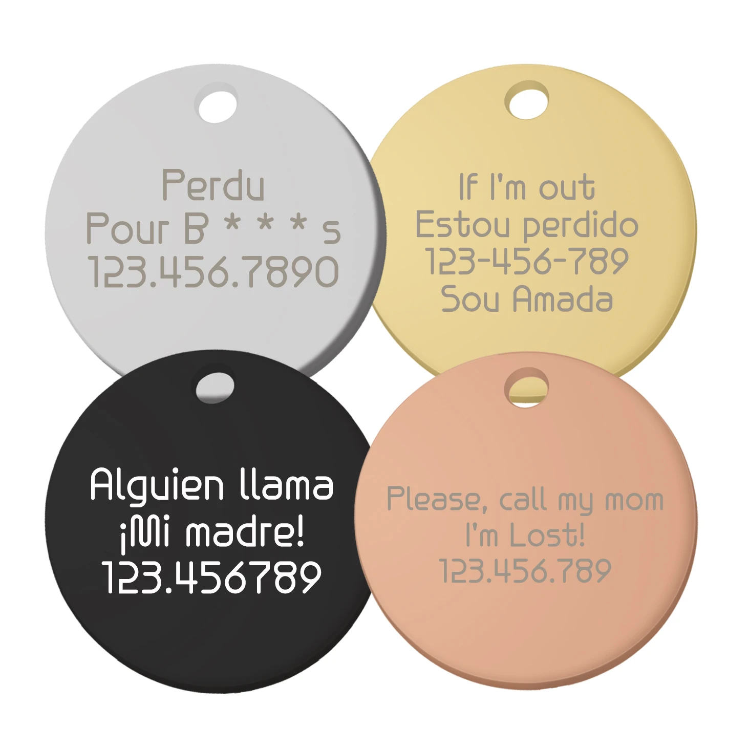 Etiqueta de identificación circular para mascotas, etiquetas de dirección personalizadas para perros, placa con nombre antipérdida para cachorros, etiqueta colgante personalizada para gatos, suministros para mascotas - imagen 3